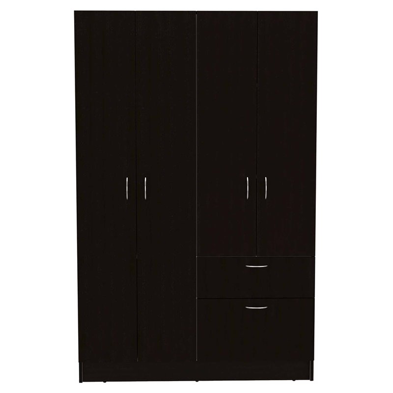 Pemberly Row Modern Wood Bedroom Armoire in White and Black Wenge