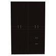 Pemberly Row Modern Wood Bedroom Armoire in White and Black Wenge