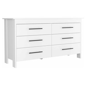 Pemberly Row Luxor 6-Drawer Double Dresser in White