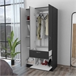 Pemberly Row Modern Wood Armoire with 2 Cabinets in Black & White Finish