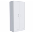 Pemberly Row Two-Door Wood Armoire with Wardrobe & Drawer in White