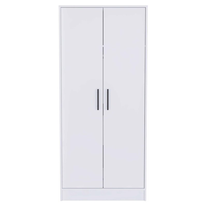 Pemberly Row Two-Door Wood Armoire with Wardrobe & Drawer in White