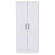 Pemberly Row Two-Door Wood Armoire with Wardrobe & Drawer in White