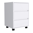 Pemberly Row White Modern 3-Drawer Filing Cabinet with Wheels