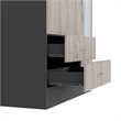 Pemberly Row Mirrored Wood Armoire in Black Wenge and Light Oak