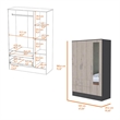 Pemberly Row Mirrored Wood Armoire in Black Wenge and Light Oak