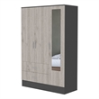 Pemberly Row Mirrored Wood Armoire in Black Wenge and Light Oak