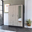 Pemberly Row Mirrored Wood Armoire in Black Wenge and Light Oak