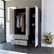 Pemberly Row Mirrored Wood Armoire in Black Wenge and Light Oak