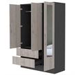 Pemberly Row Mirrored Wood Armoire in Black Wenge and Light Oak