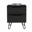 Pemberly Row Metal Bedroom Nightstand with 2 Drawers in Black