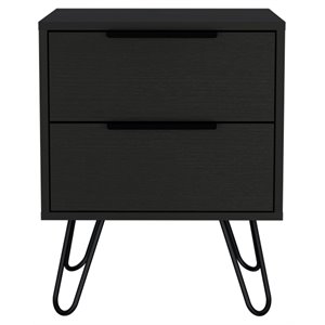Pemberly Row Metal Bedroom Nightstand with 2 Drawers in Black