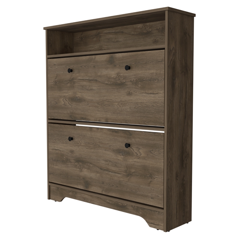 Pemberly Row Engineered Wood Shoe Rack for 12 Pairs in Dark Brown