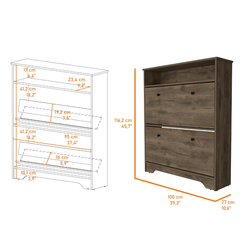 Pemberly Row Engineered Wood Shoe Rack for 12 Pairs in Dark Brown