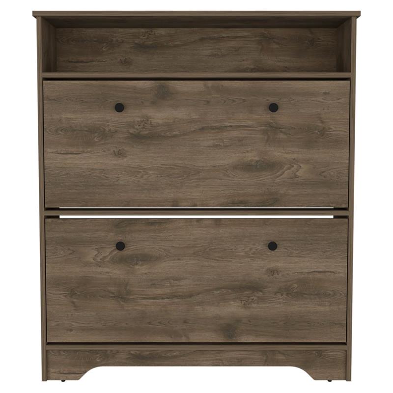 Pemberly Row Engineered Wood Shoe Rack for 12 Pairs in Dark Brown