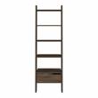 Pemberly Row Engineered Wood Ladder Bookcase with 5 Shelves in Dark Brown