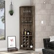 Pemberly Row Corner Bar Cabinet Engineered Wood in Dark Brown