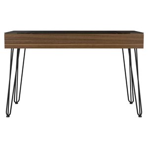 Pemberly Row Modern Wood Desk with Steel Legs 47.2 Inch Wide in Mahogany