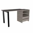 Pemberly Row Modern Wood Desk with 2 Drawers and 2 Shelves in Light Gray