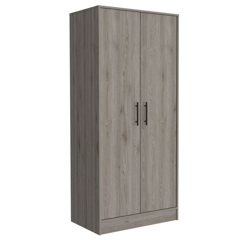 Pemberly Row Wood Bedroom Armoire with 2 Doors in Light Gray
