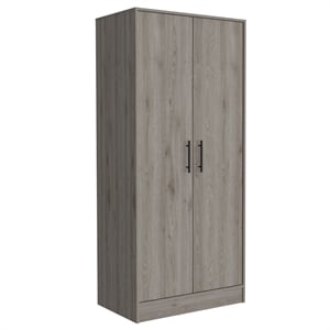 Pemberly Row Wood Bedroom Armoire with 2 Doors in Light Gray