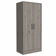 Pemberly Row Wood Bedroom Armoire with 2 Doors in Light Gray