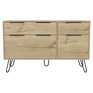 Pemberly Row Modern Metal Dresser with 4 Drawers in Light Oak