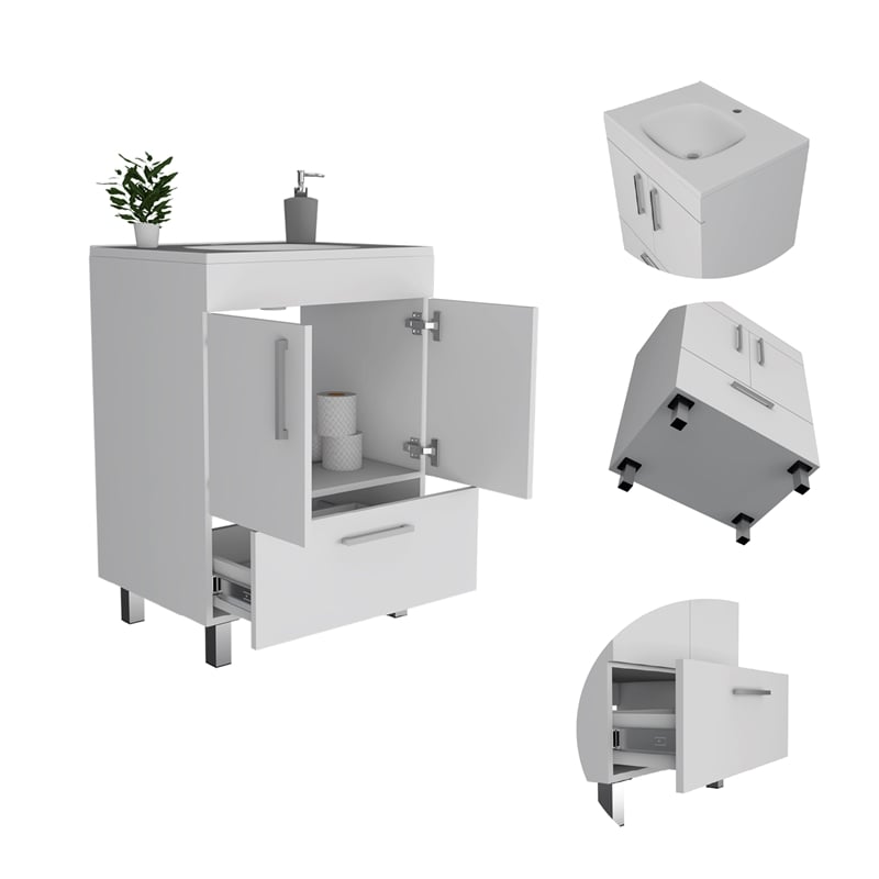 pemberly row engineered wood single bathroom vanity in white