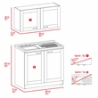 Pemberly Row 1 Shelf Engineered Wood Kitchen Cabinet Set in White