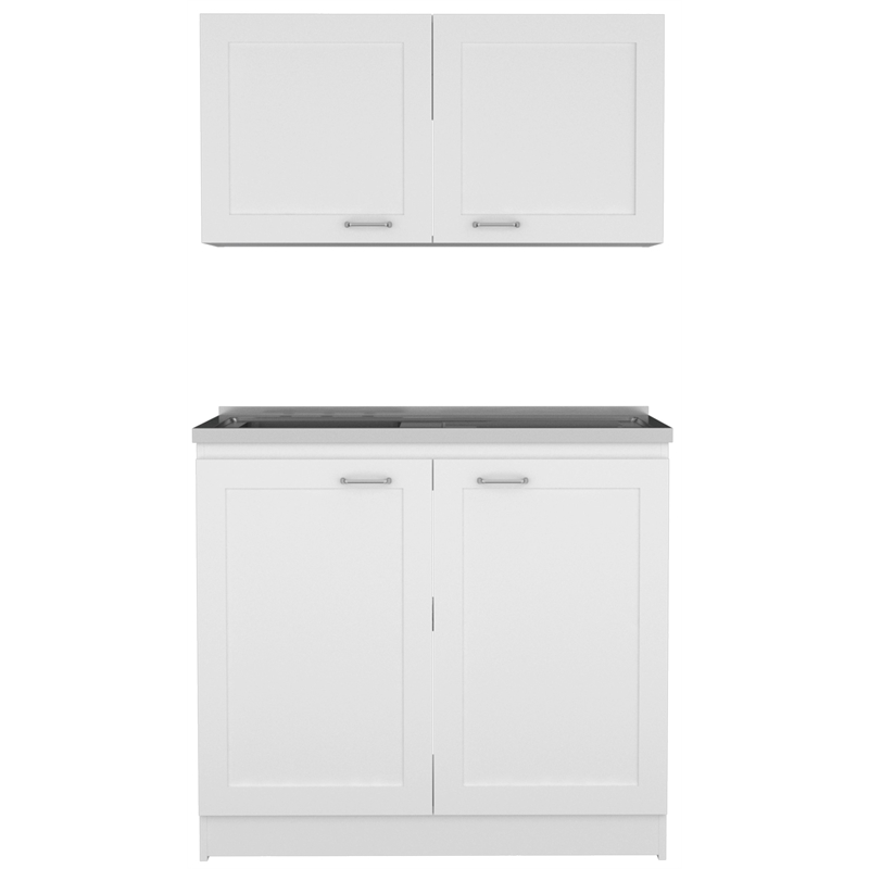 Pemberly Row 1 Shelf Engineered Wood Kitchen Cabinet Set in White