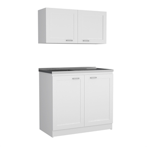 Pemberly Row 1 Shelf Engineered Wood Kitchen Cabinet Set in White
