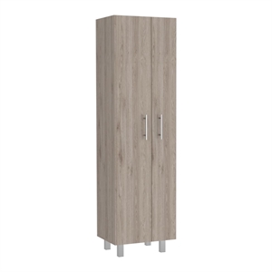 Pemberly Row 5 Shelf Engineered Wood Pantry in Light Gray/White