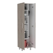 Pemberly Row 5 Shelf Engineered Wood Pantry in Light Gray/White