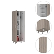 Pemberly Row 5 Shelf Engineered Wood Pantry in Light Gray/White