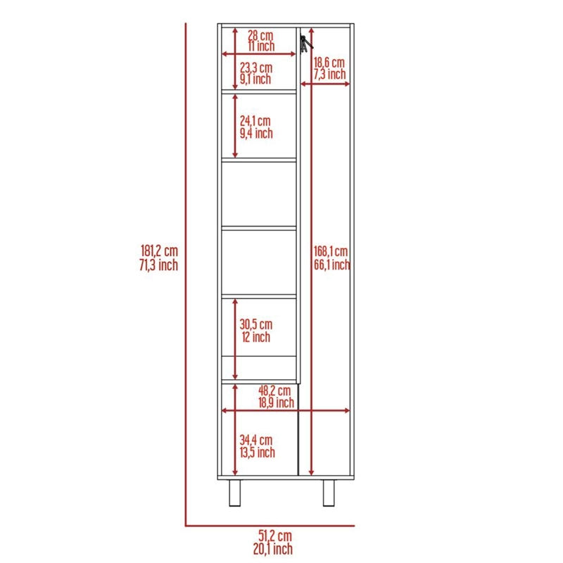 Pemberly Row 5 Shelf Engineered Wood Pantry in Light Gray/White