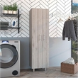 Pemberly Row 5 Shelf Engineered Wood Pantry in Light Gray/White