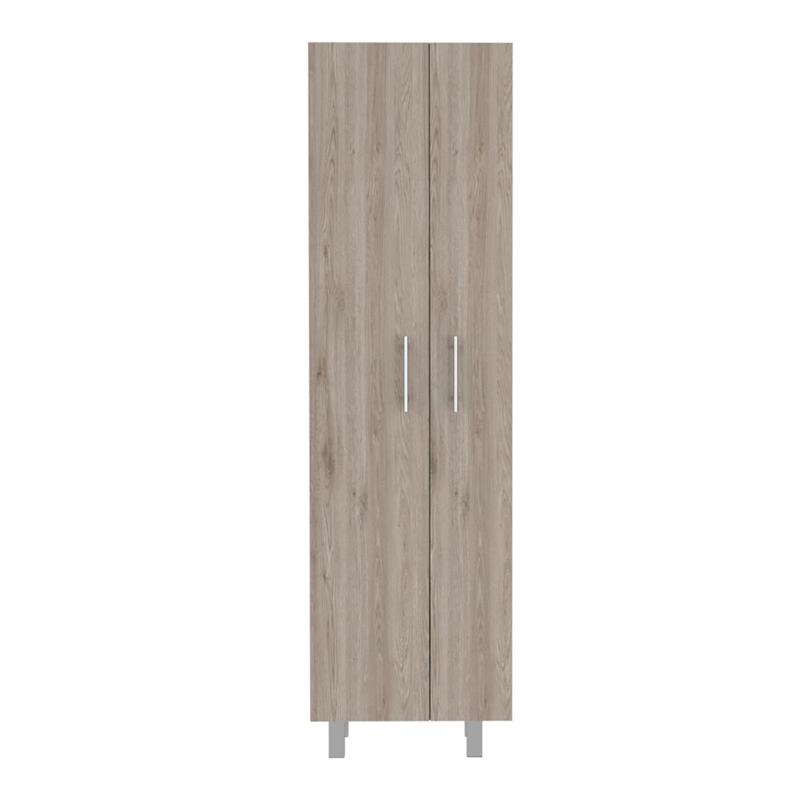 Pemberly Row 5 Shelf Engineered Wood Pantry in Light Gray/White