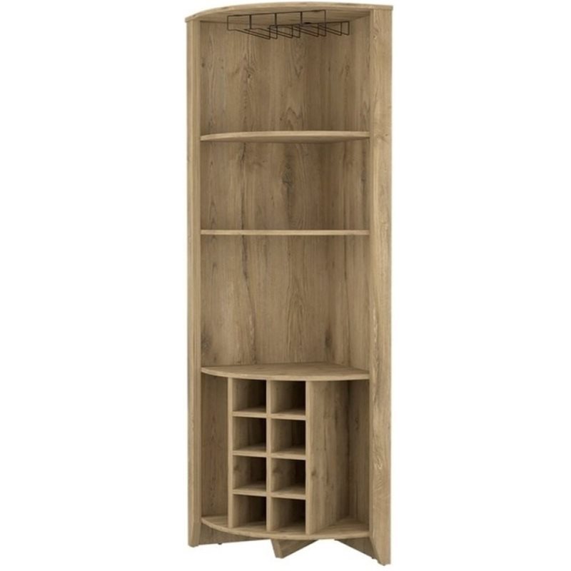 Pemberly Row Corner Bar Cabinet Engineered Wood in Macadamia