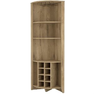 Pemberly Row Corner Bar Cabinet Engineered Wood in Macadamia