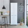 Pemberly Row 79 Inch Engineered Wood Double Door Pantry Cabinet in White