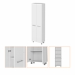 Pemberly Row 79 Inch Engineered Wood Double Door Pantry Cabinet in White