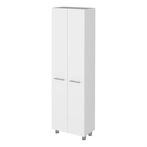 Pemberly Row 79 Inch Engineered Wood Double Door Pantry Cabinet in White