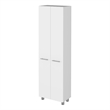 Pemberly Row 79 Inch Engineered Wood Double Door Pantry Cabinet in White