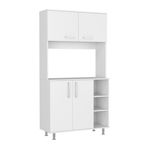 Pemberly Row Engineered Wood Pantry Cabinet with 4 Doors in White
