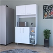 Pemberly Row Engineered Wood Pantry Cabinet with 4 Doors in White