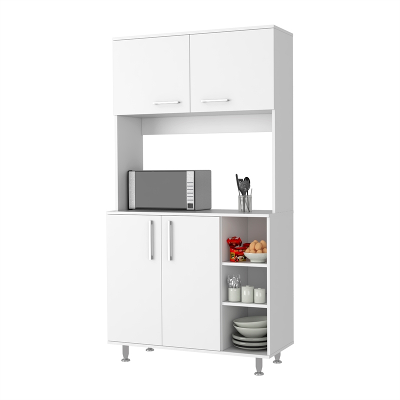 Pemberly Row Engineered Wood Pantry Cabinet with 4 Doors in White