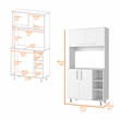 Pemberly Row Engineered Wood Pantry Cabinet with 4 Doors in White
