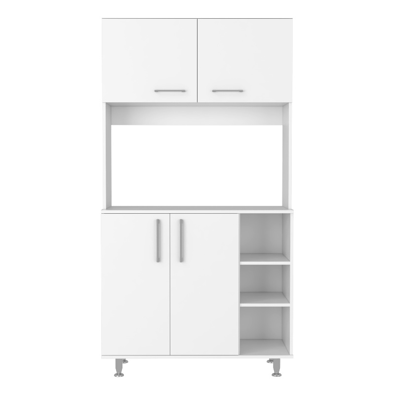 Pemberly Row Engineered Wood Pantry Cabinet with 4 Doors in White