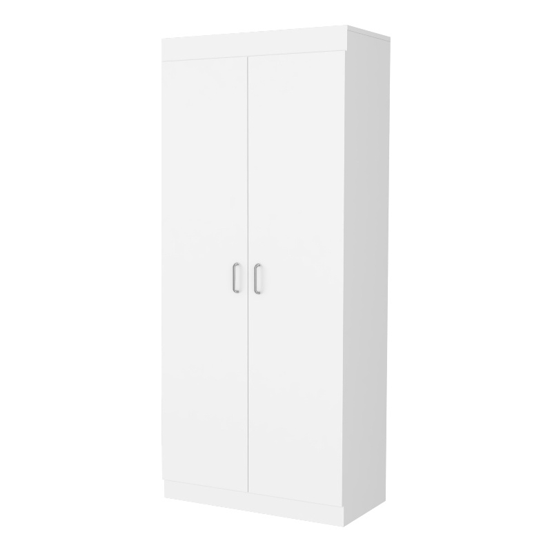 Pemberly Row 63 Inch Engineered Wood Double Door Pantry Cabinet in White