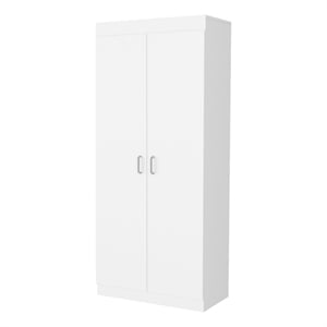 Pemberly Row 63 Inch Engineered Wood Double Door Pantry Cabinet in White